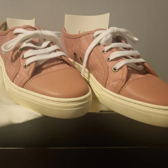 Gucci Monogram Women's Pink Lace-Up Sneakers - Picture 8 of 8